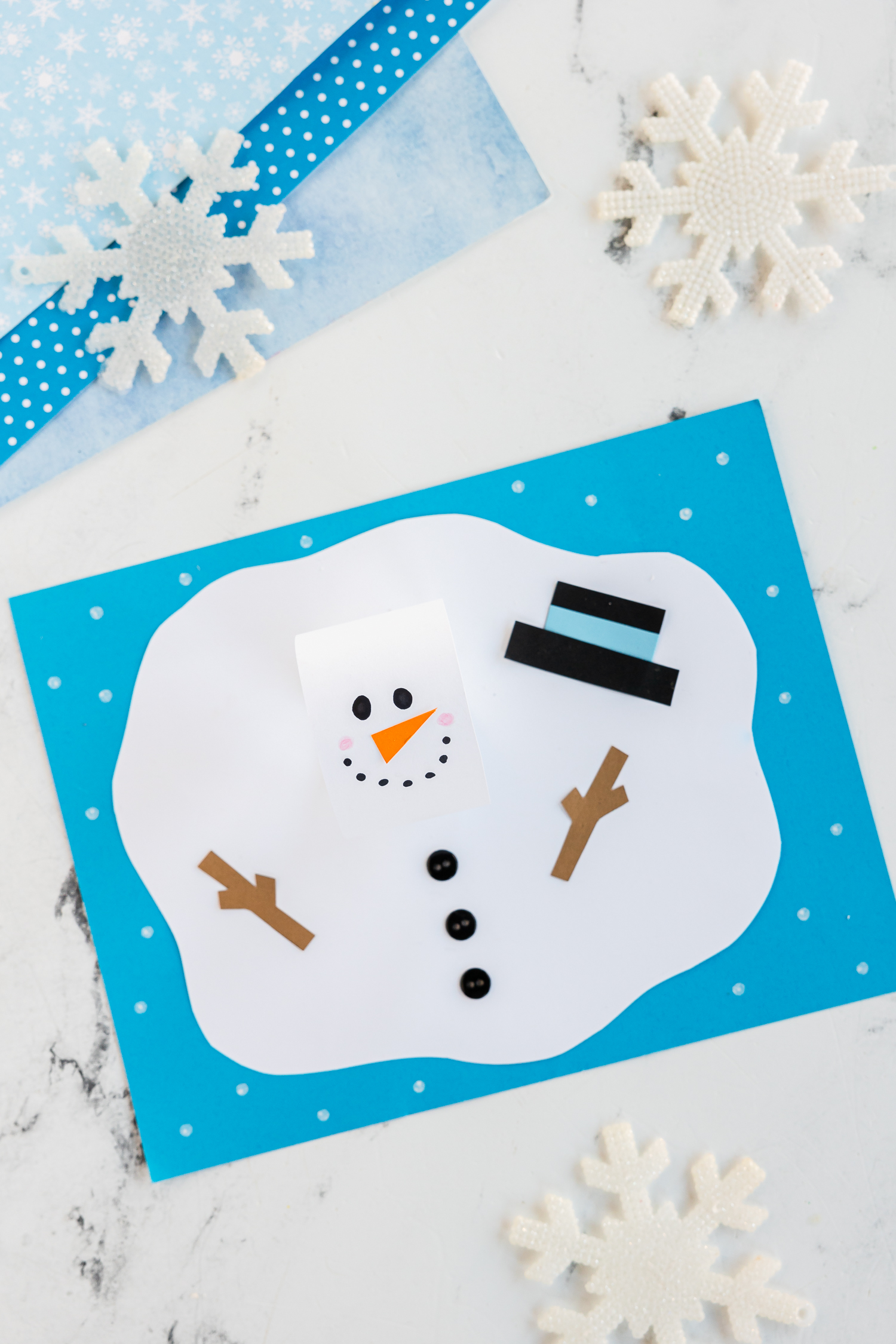 Paper Melted Snowman Craft for Kids - Made To Be A Momma